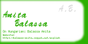 anita balassa business card